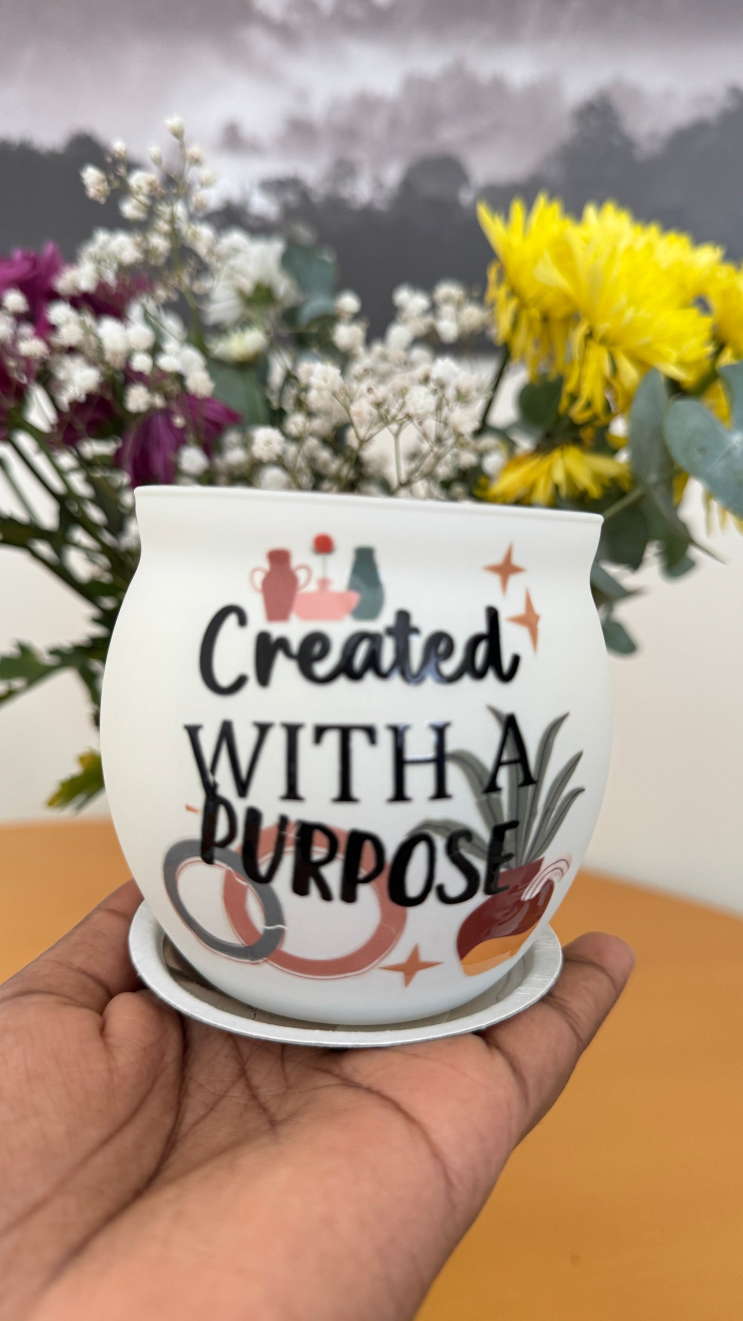 "Created with purpose"scented candle