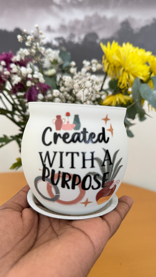 "Created with purpose"scented candle